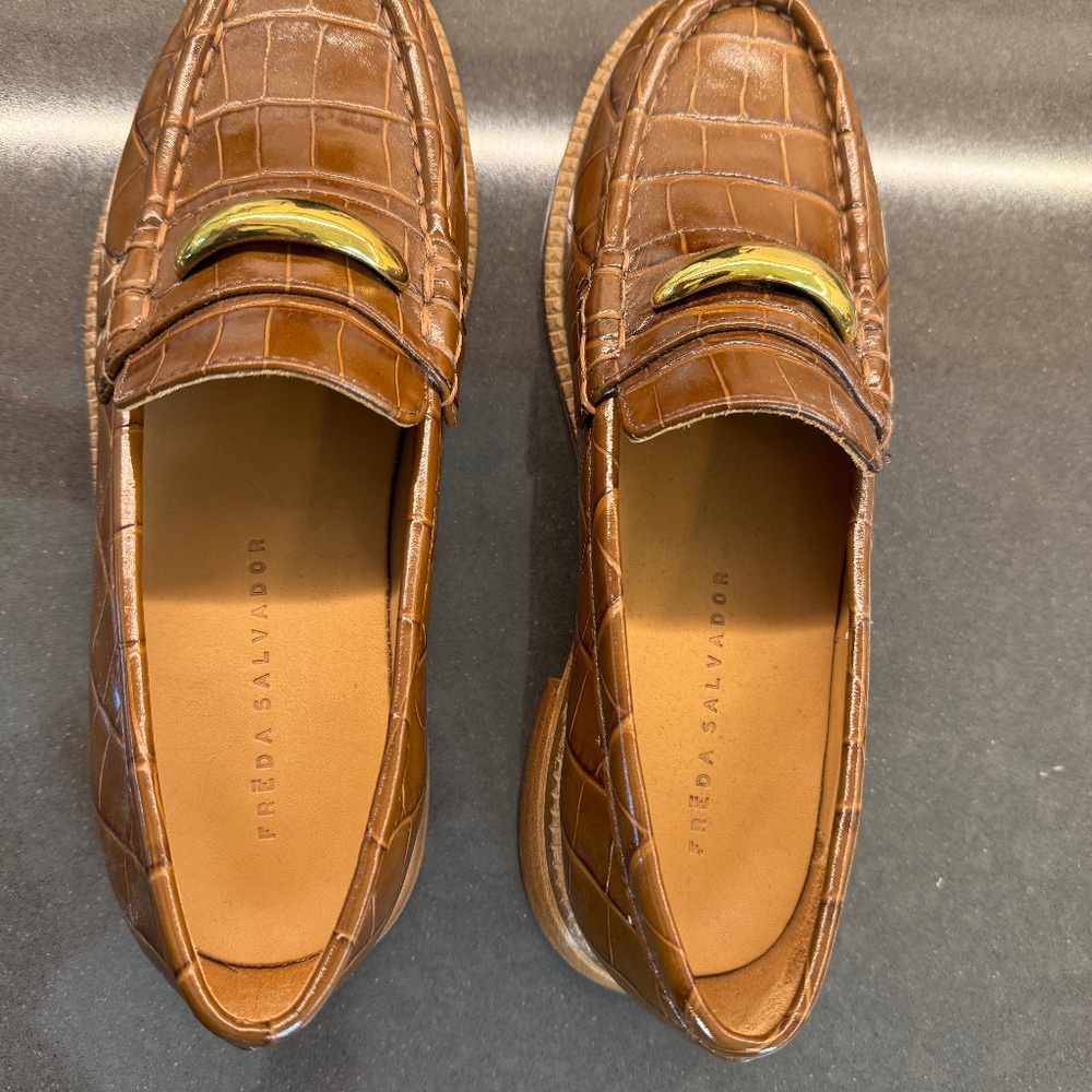 Freda Salvador Elba Penny Loafers with Natalie Borton Charms Size 8